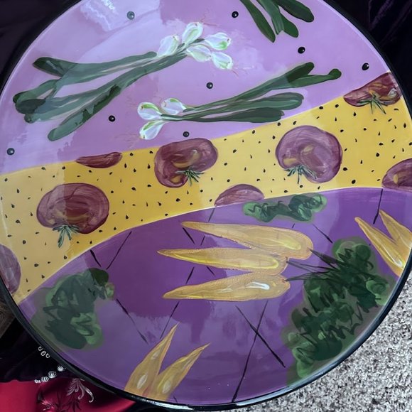 RARE and DISCONTINUED - Droll Designs Large 17" Round Colorful Fruit Pattern - Picture 1 of 4